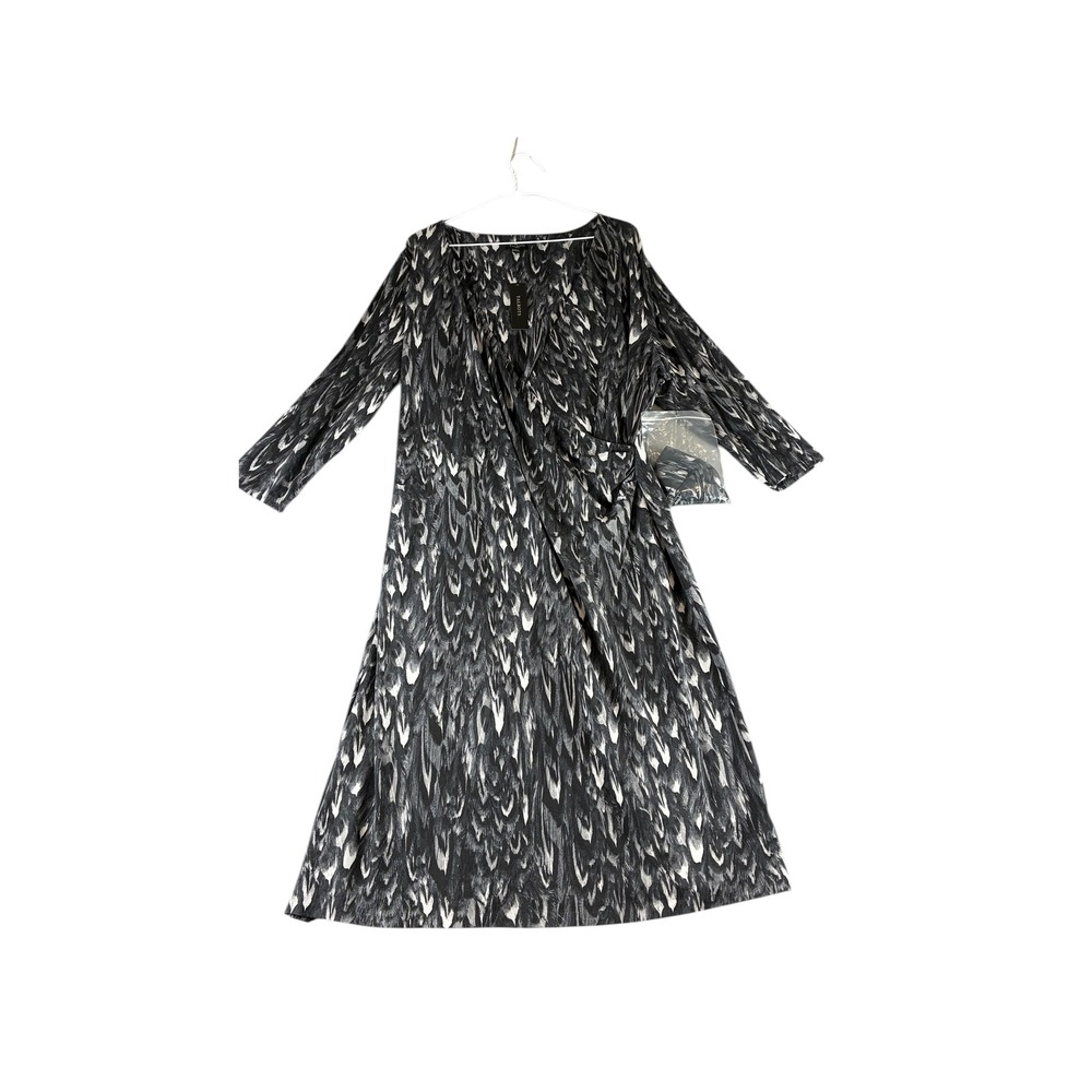 Talbots Woman Black White Abstract Print Maxi Dress‎ 2X Flowy Kaftan Style